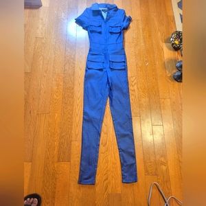 Fashion Queen jumpsuit. Denim. Small Front zipper closure